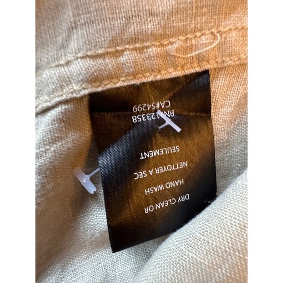 Cavi Mens Beige Short Sleeve Linen Button-Up Shirt Large - Picture 5 of 7